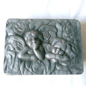 Vintage Cherubs Pewter Trinkets Box